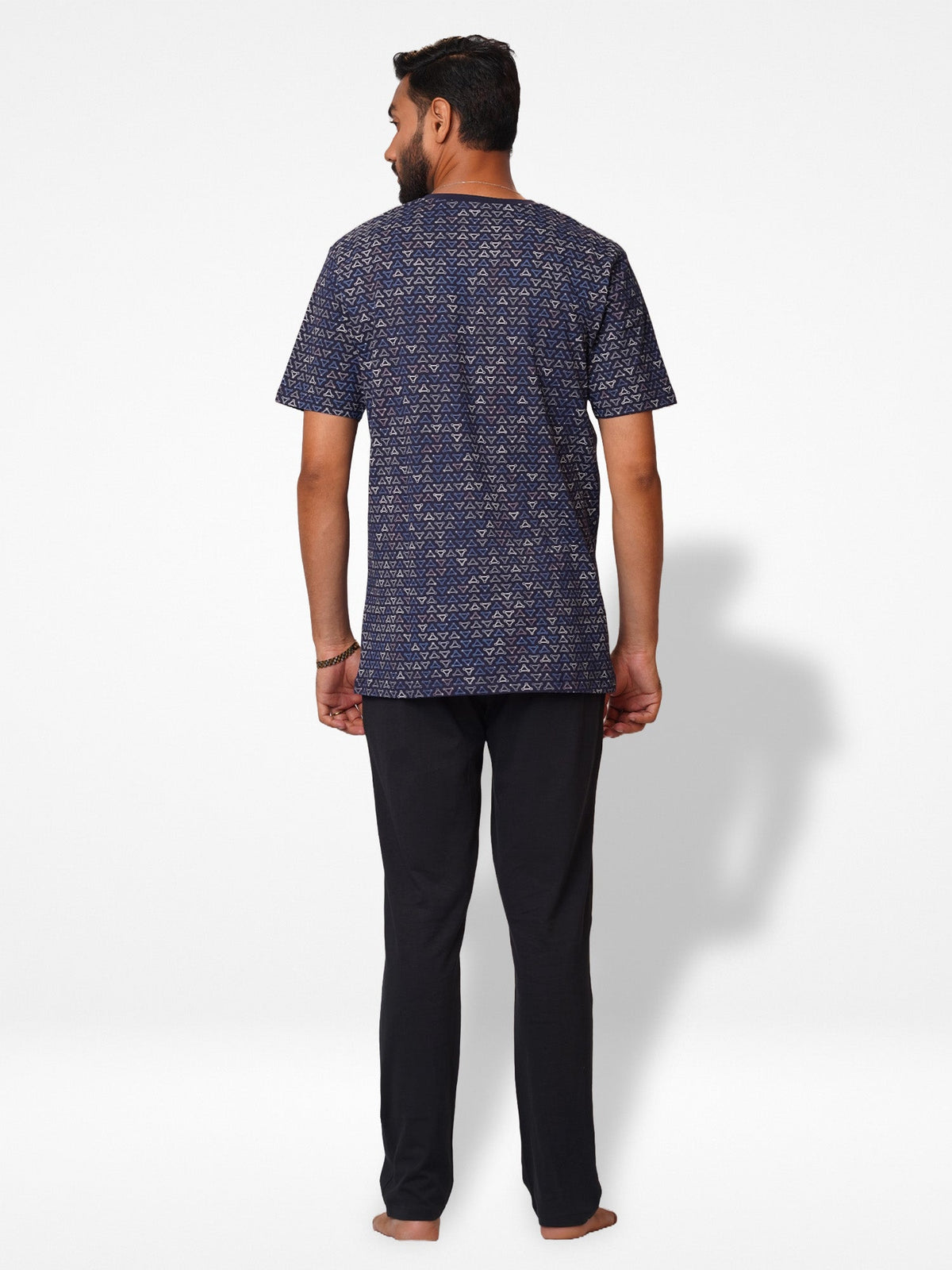 Men's AOP T-Shirt & Trouser Lounge Set Dark Blue