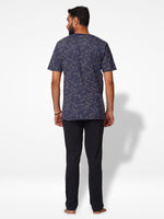 Men's AOP T-Shirt & Trouser Lounge Set Dark Blue
