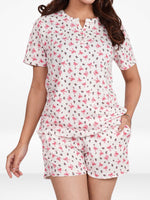 Women's Henley Short SleevePajama Sets- Shirt and Shorts 2 Piece Summer Outfits Lounge Sets