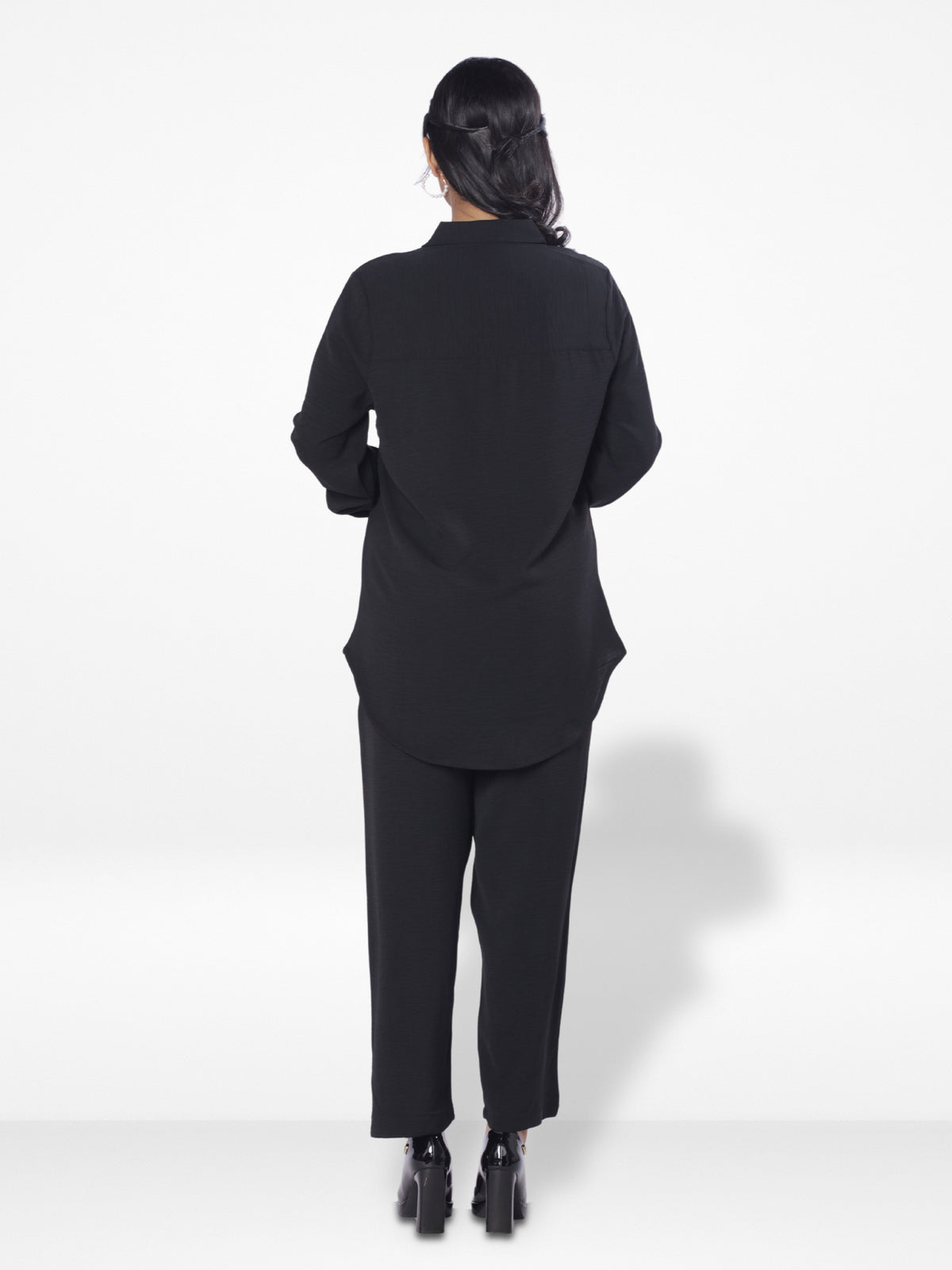 Women Solid Color Co-Ord Set| Long Sleeve| Black