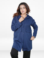 Women’s Soft Pastel Longline Hooded Jacket –Casual Outerwear with Snap Button Closure & Side Pockets