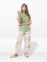 Women’s 2 Piece Printed Pajama Set – Shirt & Pyjama Nightwear | Soft Comfortable Sleepwear for Women