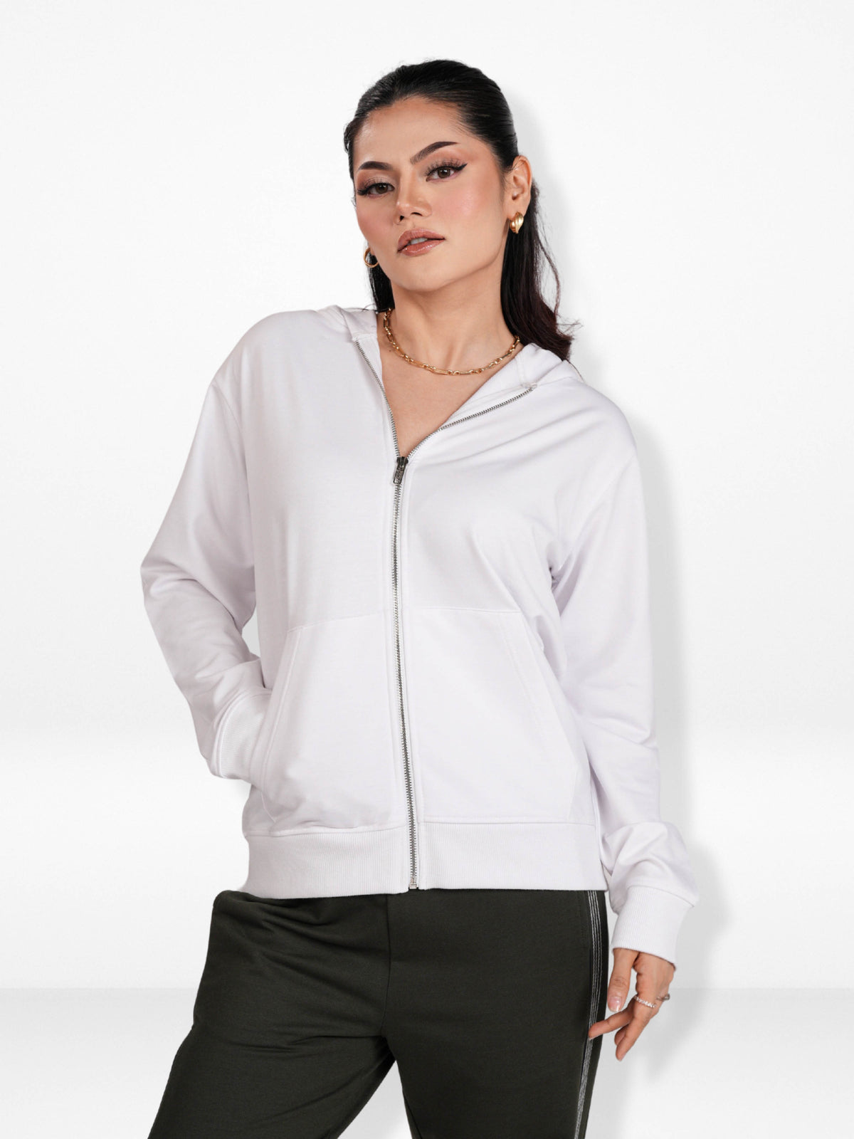 Women’s Full Zip Hoodie – Solid Color Hooded|Casual Zip-Up Hoodies for Everyday Wear