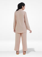 Women Solid Color Co-Ord Set| Long Sleeve| Beige
