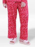 Women’s Printed Pajama Pants | Soft & Stretchy Sleepwear Trousers | Elastic Waist Lounge Pants | Yummy Rib Fabric - Crimson