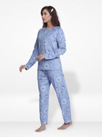 Women Velour Sleepwear Long Sleeve Pyjama Set Indigo Moon