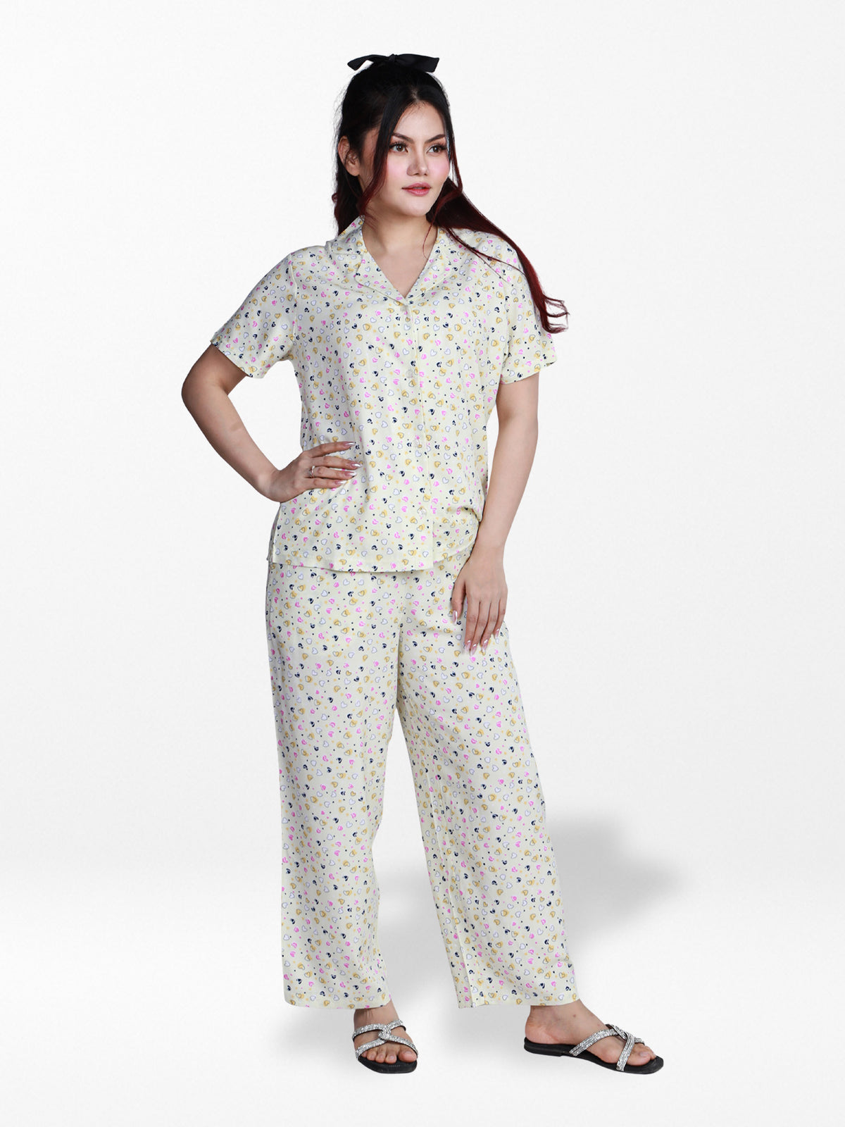 Women’s Short Sleeve Viscose Sleepwear Set – Notch Collar 2 Piece Pajama Outfit | Comfy Nightwear, Soft Summer Lounge Set for Women