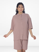 Women Solid Color Co-Ord Set| Short Sleeve| Copper