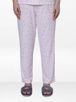 Women’s All Over Printed Lounge Pants | Soft Stretch Yummy Rib Fabric | Drawstring Waist Casual Sleepwear & Pajama Trousers - LT.Pink