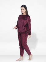 Women Velvety Sleepwear Long Sleeve Pyjama Set