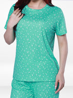 Women’s 2 PieceAll Over Printed Loungewear Set – Short Sleeve Top & Pants | Casual Lounge Outfit, Soft Pajama Set, Summer Sleepwear for Women