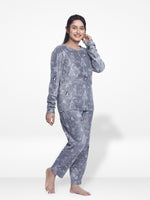Women's Micro Polar Fleece Graphic Print Sleepwear Long Sleeve Pyjama Set