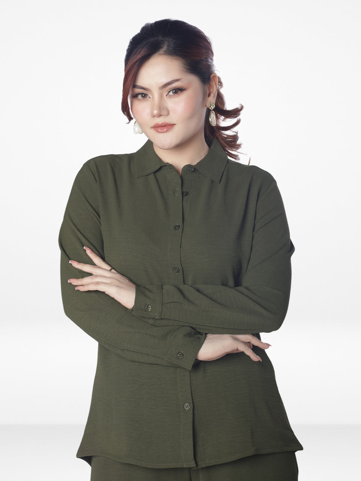 Women Solid Color Co-Ord Set| Long Sleeve| Olive