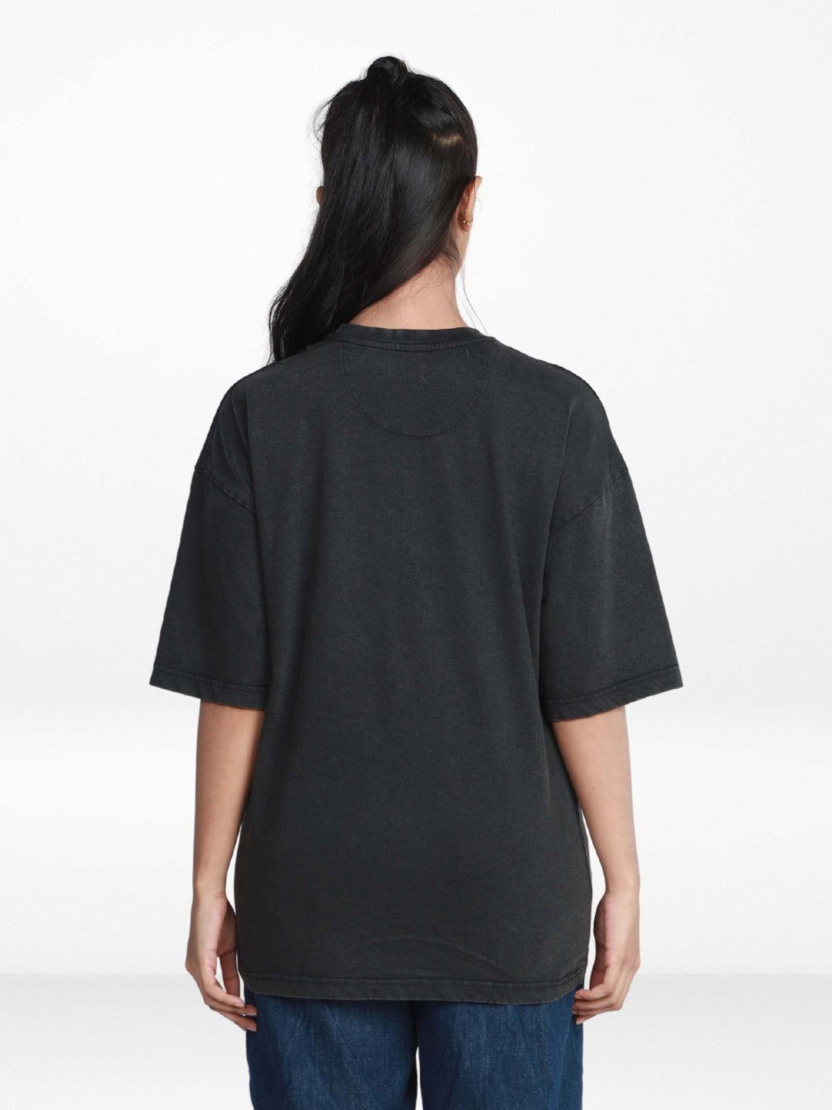 Unisex Drop Shoulder T-Shirt – Classic Solid Short Sleeve Acid wash Tee, Cotton Blend Comfortable Casual Wear- Black