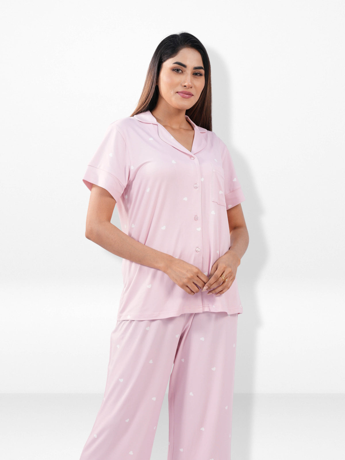 Women’s Printed Night Suit Set – Shirt & Pyjama | Soft Nightwear Dress, 2 Piece Sleepwear for Women, Comfortable Loungewear
