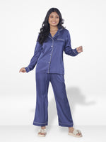 Women's Satin Notch collar & Full Sleeve Sleepwear set |Satin Fabric