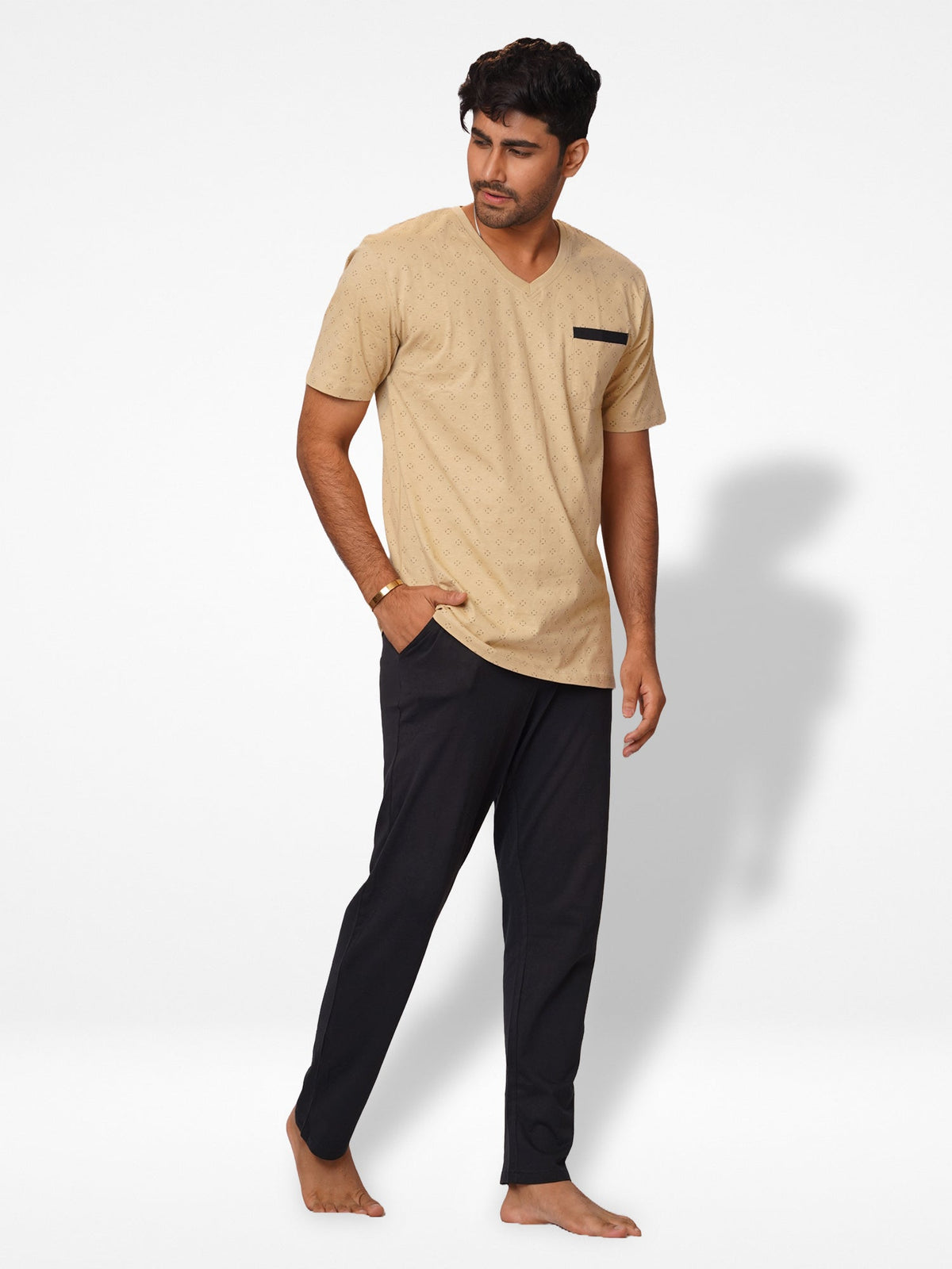 Men's T-Shirt & Trouser Lounge Set Sand