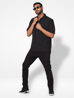 Men's Relaxed-Fit Half-Sleeve Casual Shirt Black
