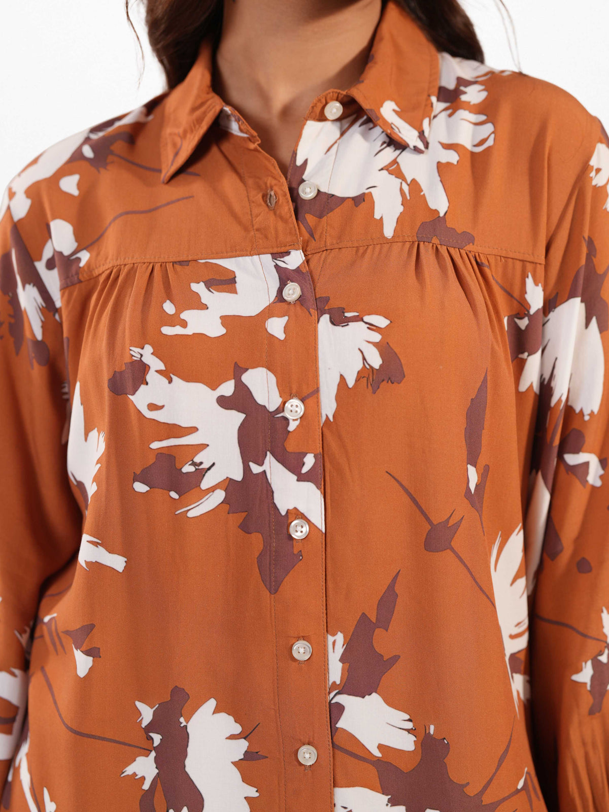 Women’s Floral Print Tunic Shirt – Long Sleeve Button-Up Blouse | Casual Loose Fit Top for Women