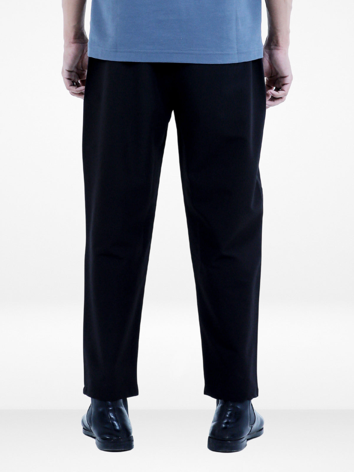 Men’s Relaxed Fit Trousers – Elastic Waist with Drawstring, Casual Pants with Fake Fly & Side Pockets ,Comfortable Everyday Wear|Black