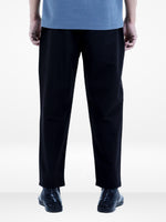 Men’s Relaxed Fit Trousers – Elastic Waist with Drawstring, Casual Pants with Fake Fly & Side Pockets ,Comfortable Everyday Wear|Black