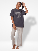 Women Cute Bear Print T-shirt with Short Sleeves and Round Neck