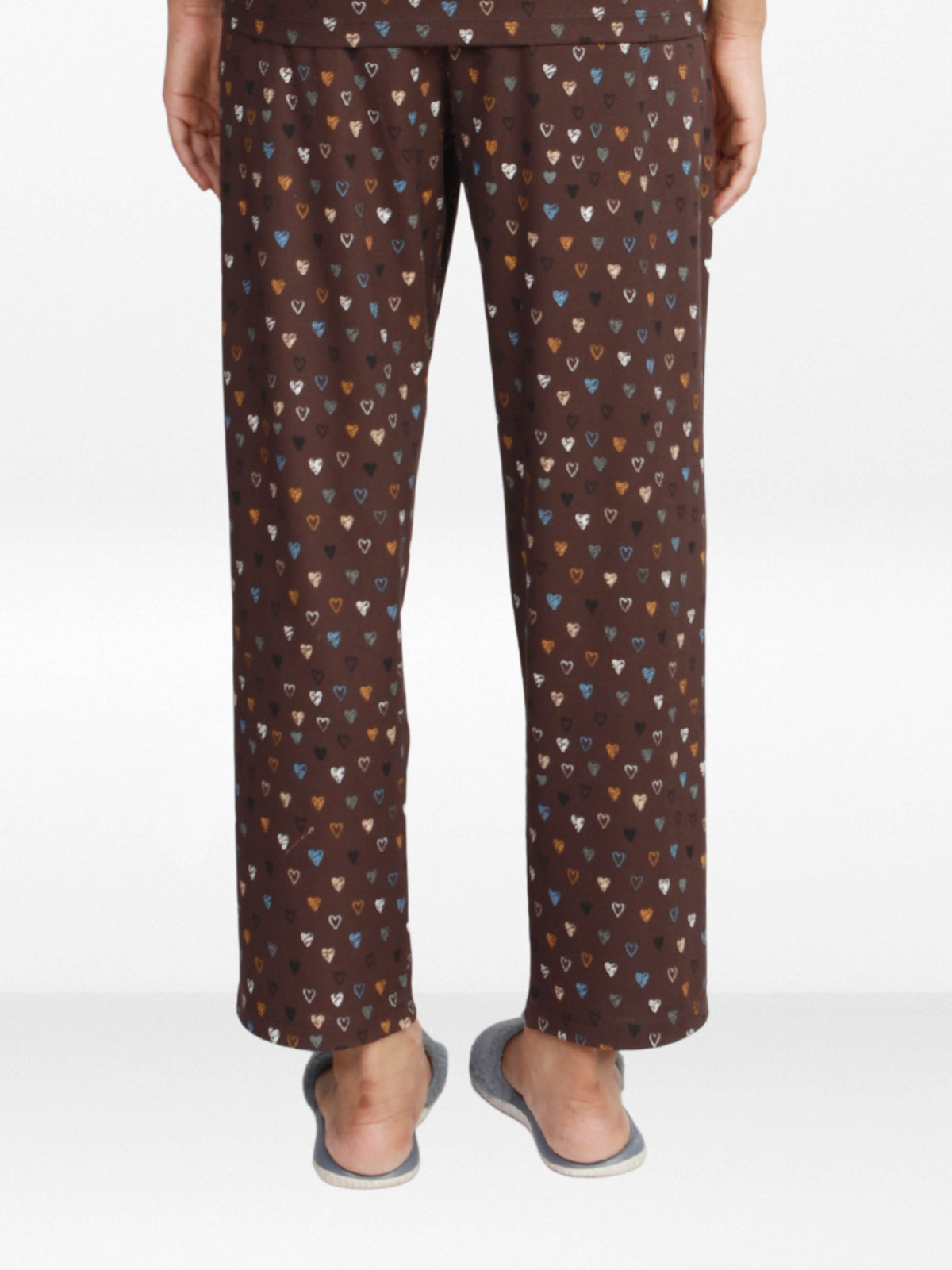 Women’s All Over Printed Lounge Pants | Soft Stretch Yummy Rib Fabric | Drawstring Waist Casual Sleepwear & Pajama Trousers - Coffee