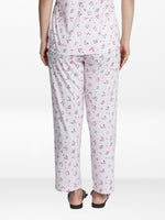 Women’s All Over Printed Lounge Pants | Soft Stretch Yummy Rib Fabric | Drawstring Waist Casual Sleepwear & Pajama Trousers - Pink