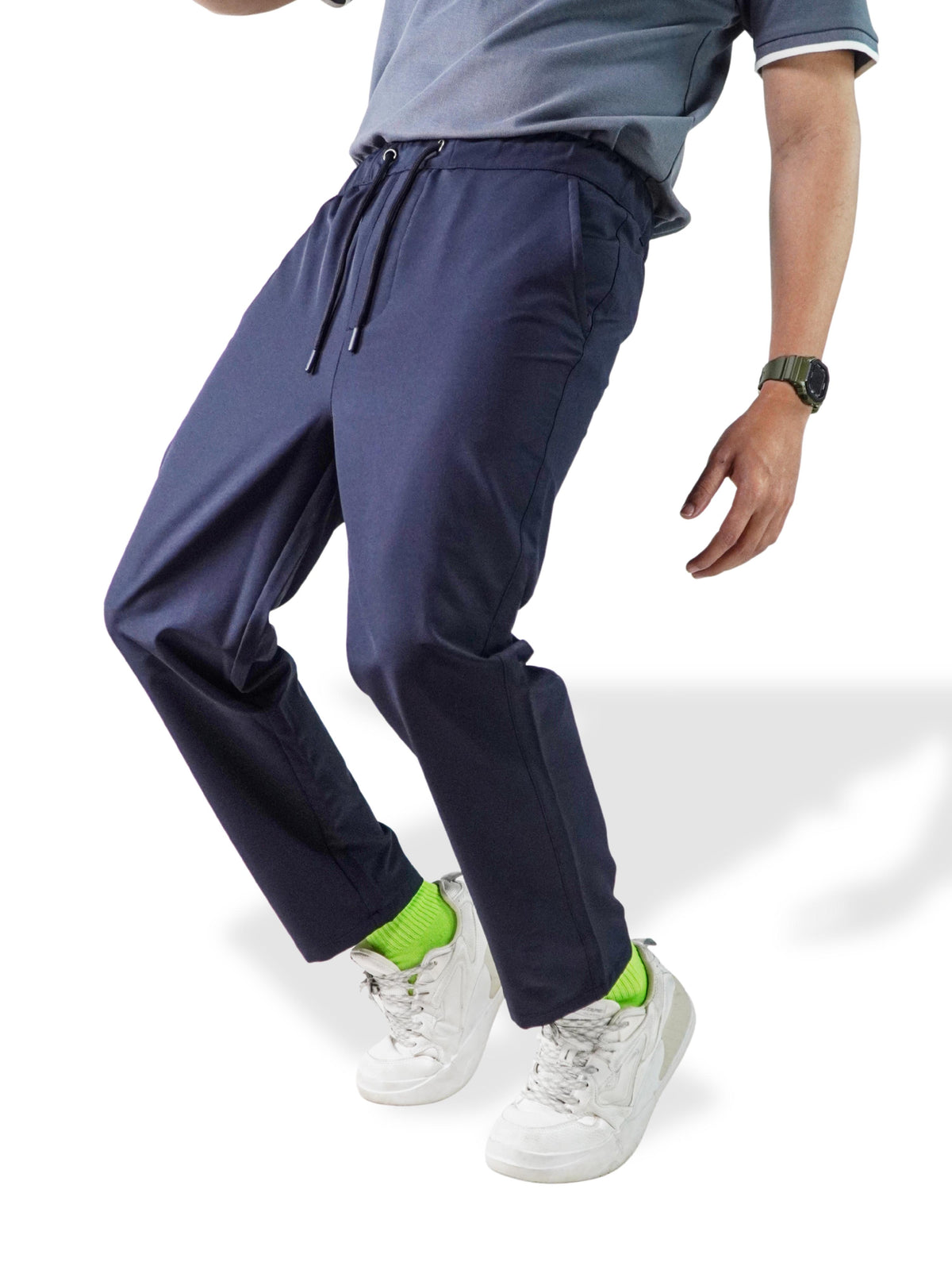 Men’s Relaxed Fit Trousers – Elastic Waist with Drawstring, Casual Pants with Fake Fly & Side Pockets ,Comfortable Everyday Wear