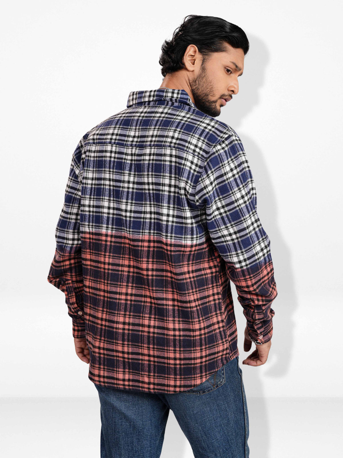Men’s Regular-Fit Bleached Flannel Shirt – Full Sleeve Casual Check Shirt | Soft Cotton Plaid Shirt for Everyday Wear