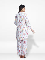 Women White Floral Aop Print Co-Ord Set with Luxury Details
