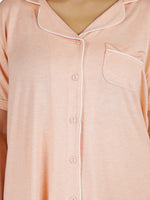 Women's Solid Color Notch collar Sleepwear Set.