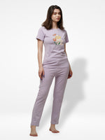 Women Crew Neck Cotton Short Sleeve Print Loungewear Pyjama Set