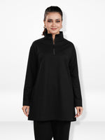 Women’s High Neck Half Zip Pullover Sweatshirt – Long Sleeve | Trendy Relaxed Fit