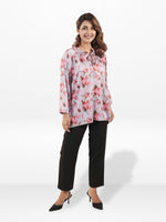 Women's V-Neck Floral Satin Top – Stylish Casual Blouse | Everyday Office & Business Casual Wear