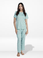 Women’s 2 PieceAll Over Printed Loungewear Set – Short Sleeve Top & Pants | Casual Lounge Outfit, Soft Pajama Set, Summer Sleepwear for Women