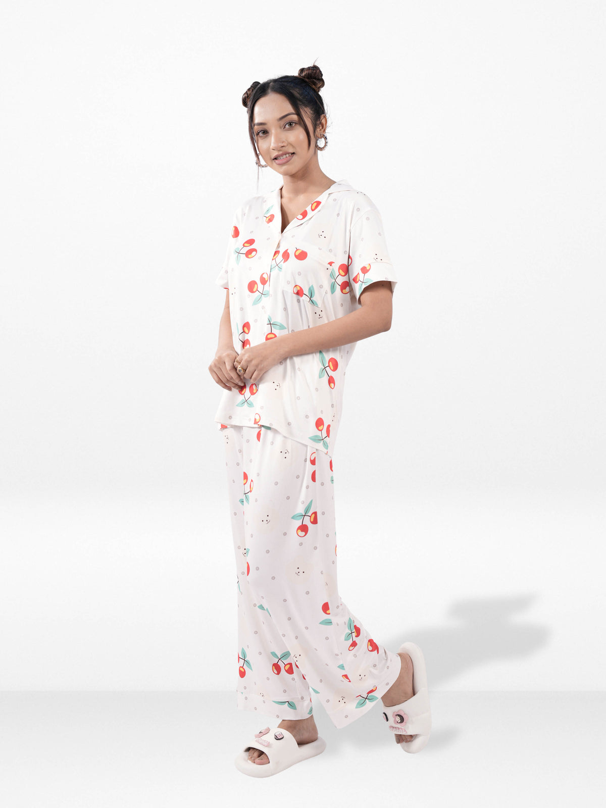 Women’s Printed Night Suit Set – Shirt & Pyjama | Soft Nightwear Dress, 2 Piece Sleepwear for Women, Comfortable Loungewear