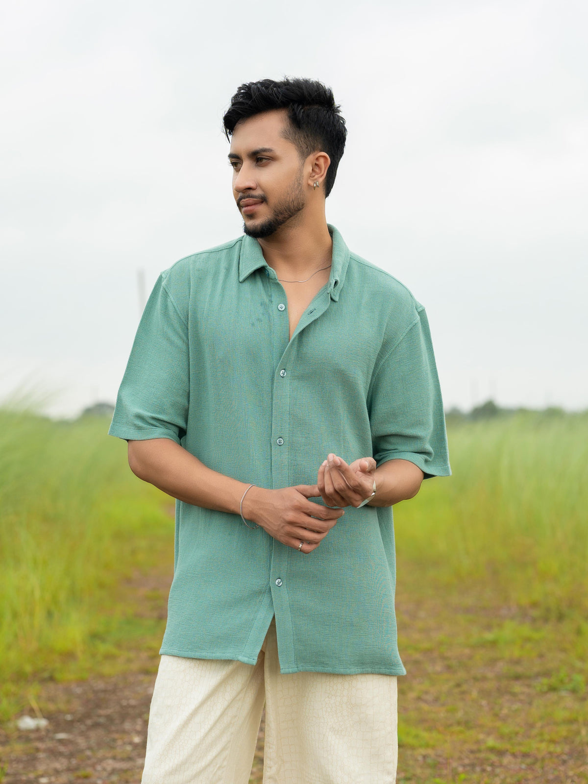 Men’s Relaxed Fit Shirt – Breathable Half Sleeve Plain Shirt