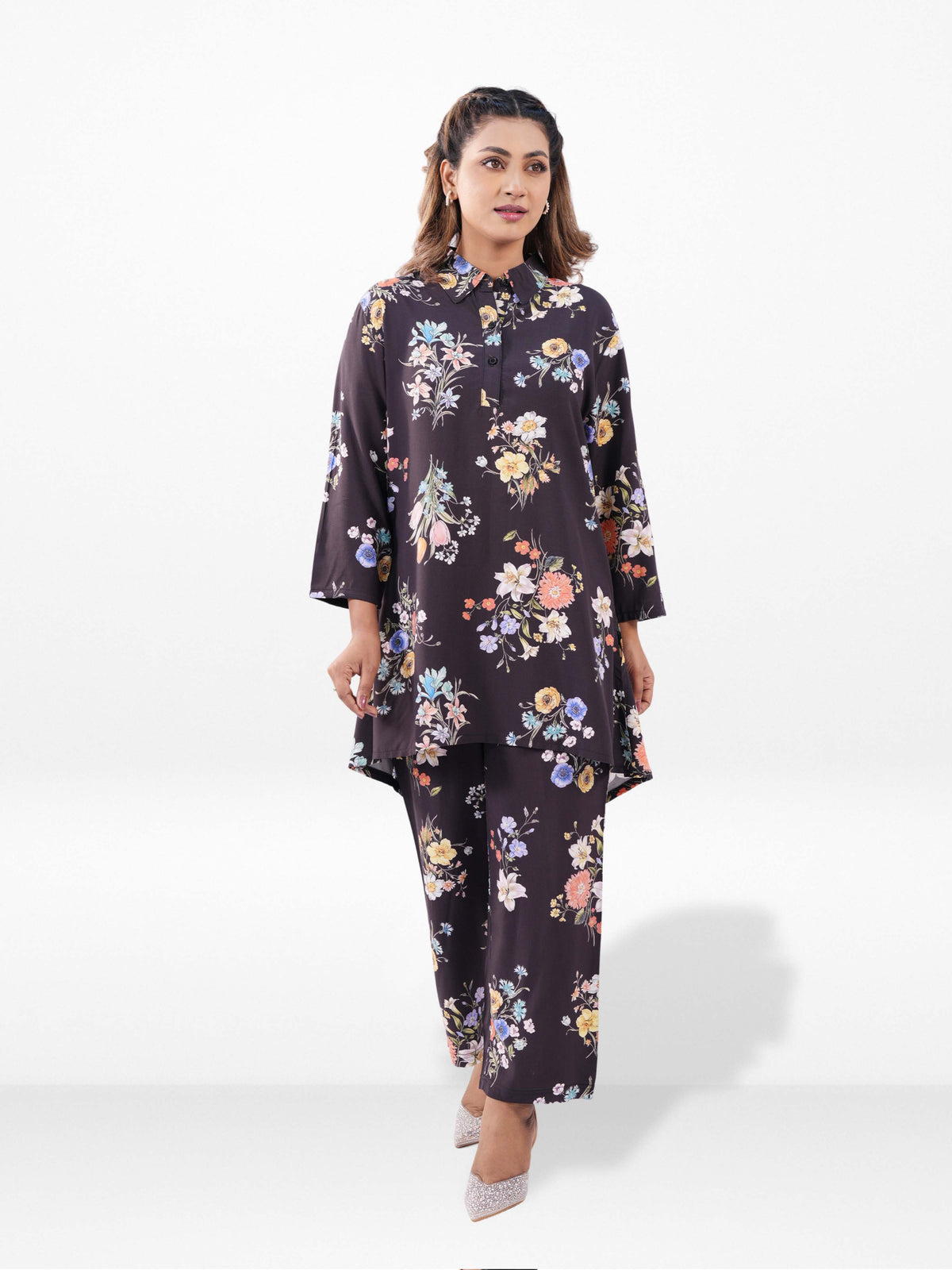 Women’s Floral Printed Co-Ord Set – Trendy 2 Piece Matching Top & Bottom Outfit