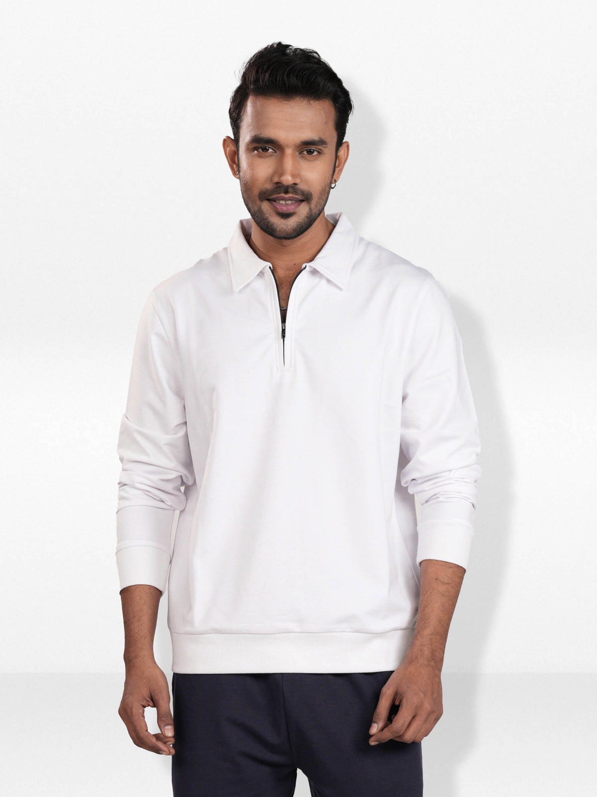 Men’s Half Zip Collar Sweatshirt – Long Sleeve Thermal Casual Shirt Collar | Classic Basic Polo Sweatshirt for Men