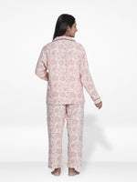 Women Warm Grey FloralSleepwear Long Sleeve Pyjama Set