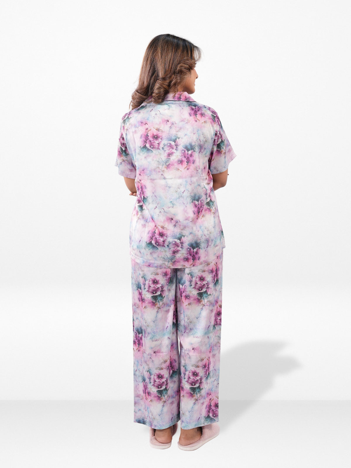 Women’s Short Sleeve Satin Sleepwear Set – Notch Collar 2 Piece Pajama Outfit | Comfy Nightwear, Soft Summer Lounge Set for Women