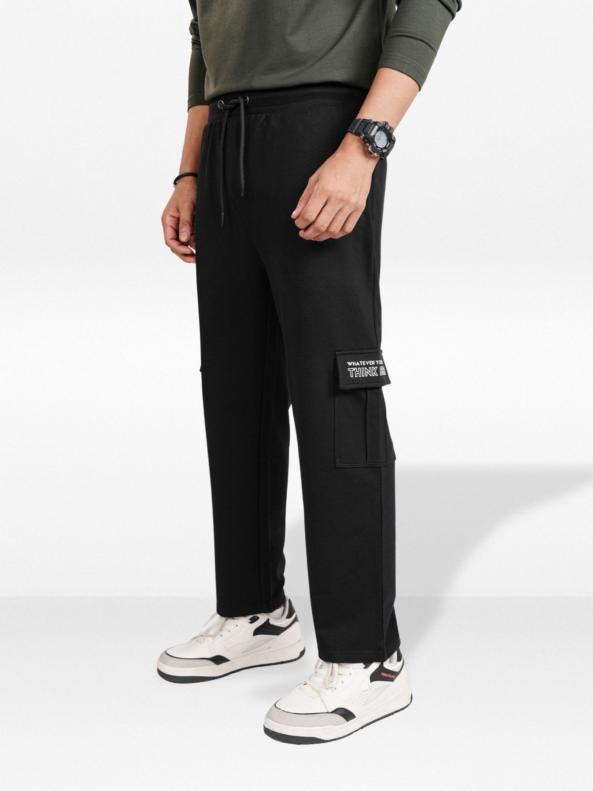 Men’s Cargo Jogger Pants – Straight Fit with Side Pocket Printed | Casual Lounge Trousers with Modern Panel Detail