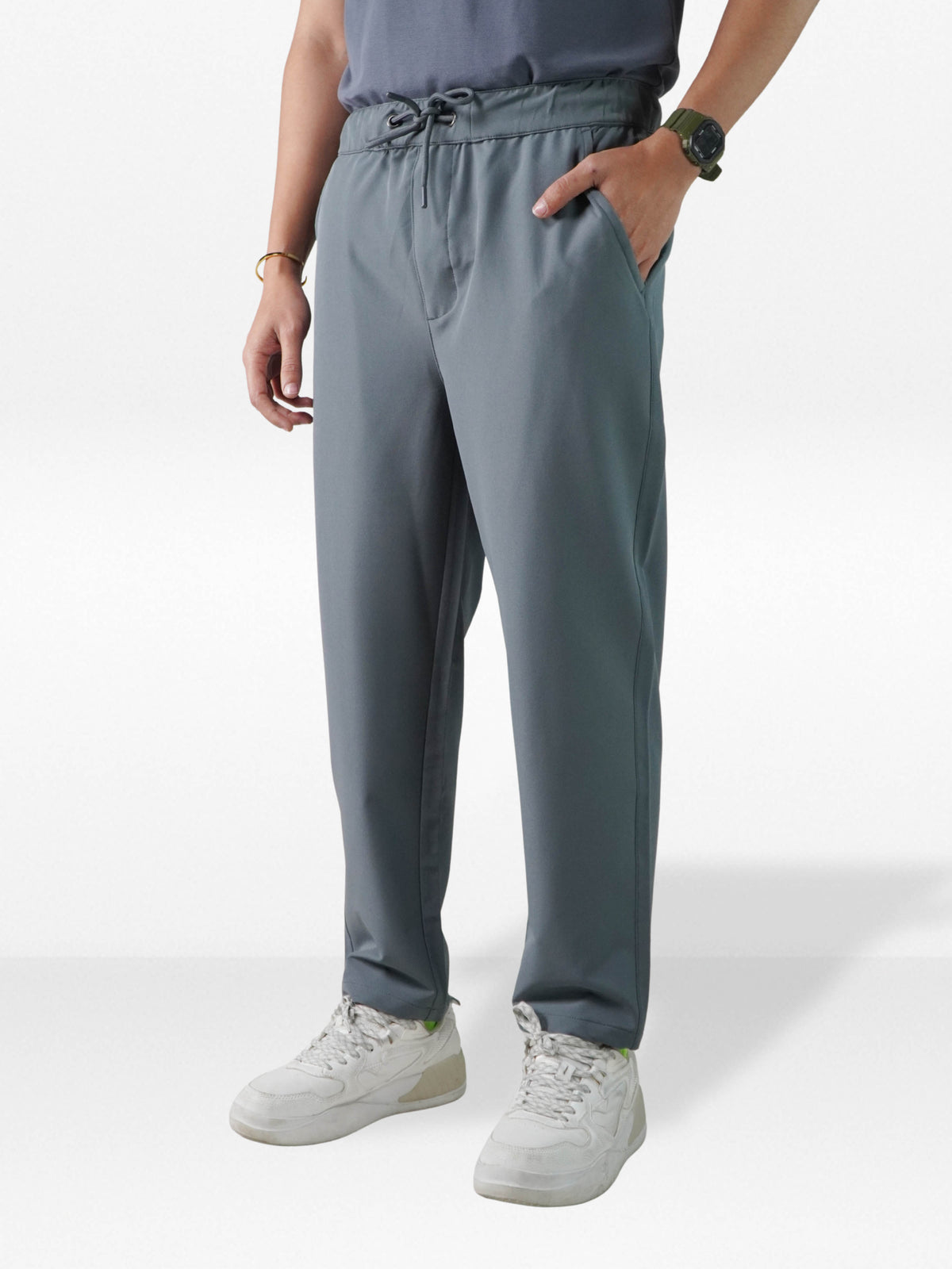 Men’s Relaxed Fit Trousers – Elastic Waist with Drawstring, Casual Pants with Fake Fly & Side Pockets ,Comfortable Everyday Wear (Copy)
