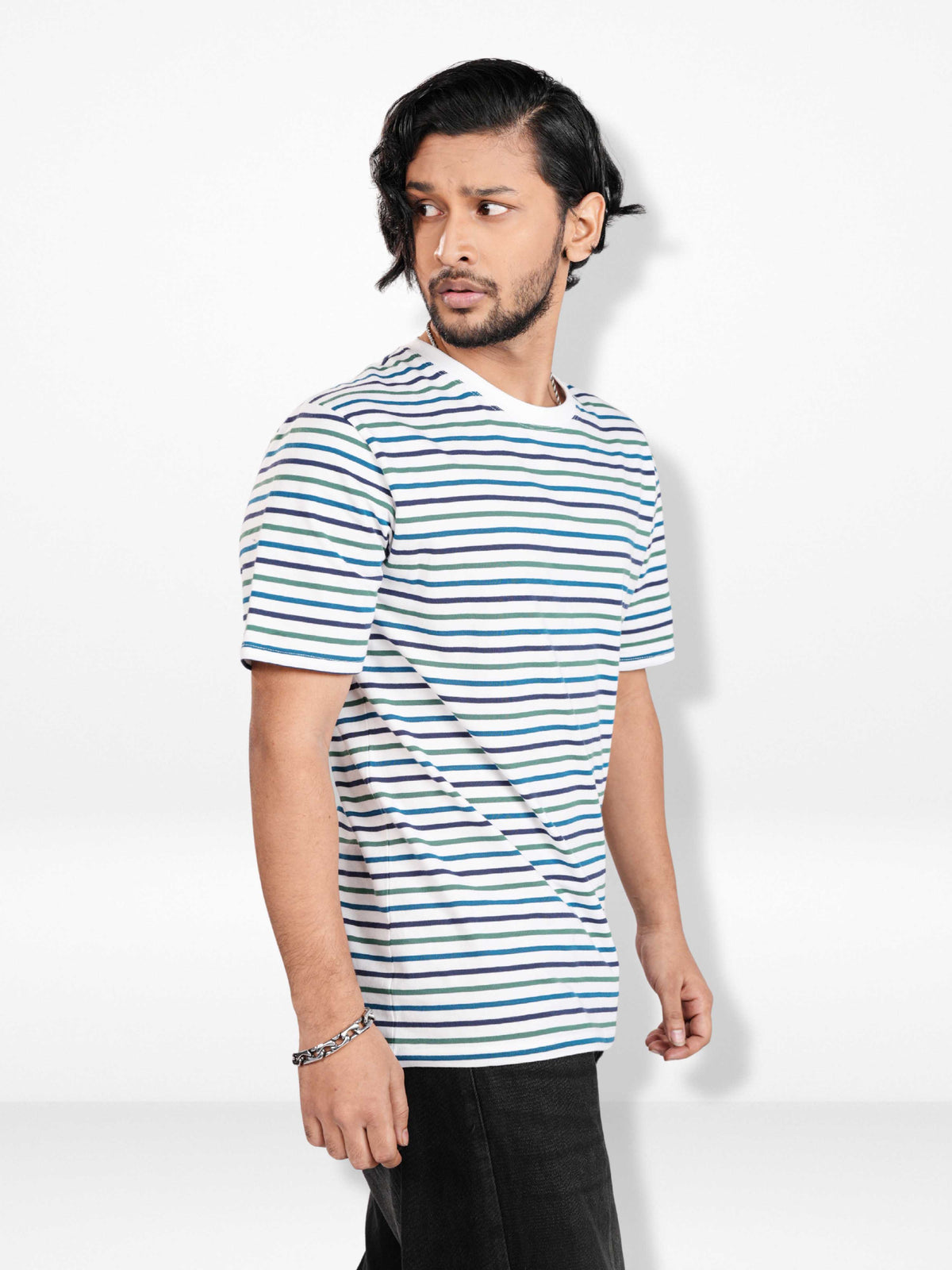 Men’s Striped Henley Neck T-Shirt – Regular Fit Short Sleeve Tee | Soft Stretch Casual Wear