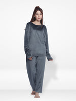 Women Velour Sleepwear Long Sleeve Pyjama Set-- Inteblu™