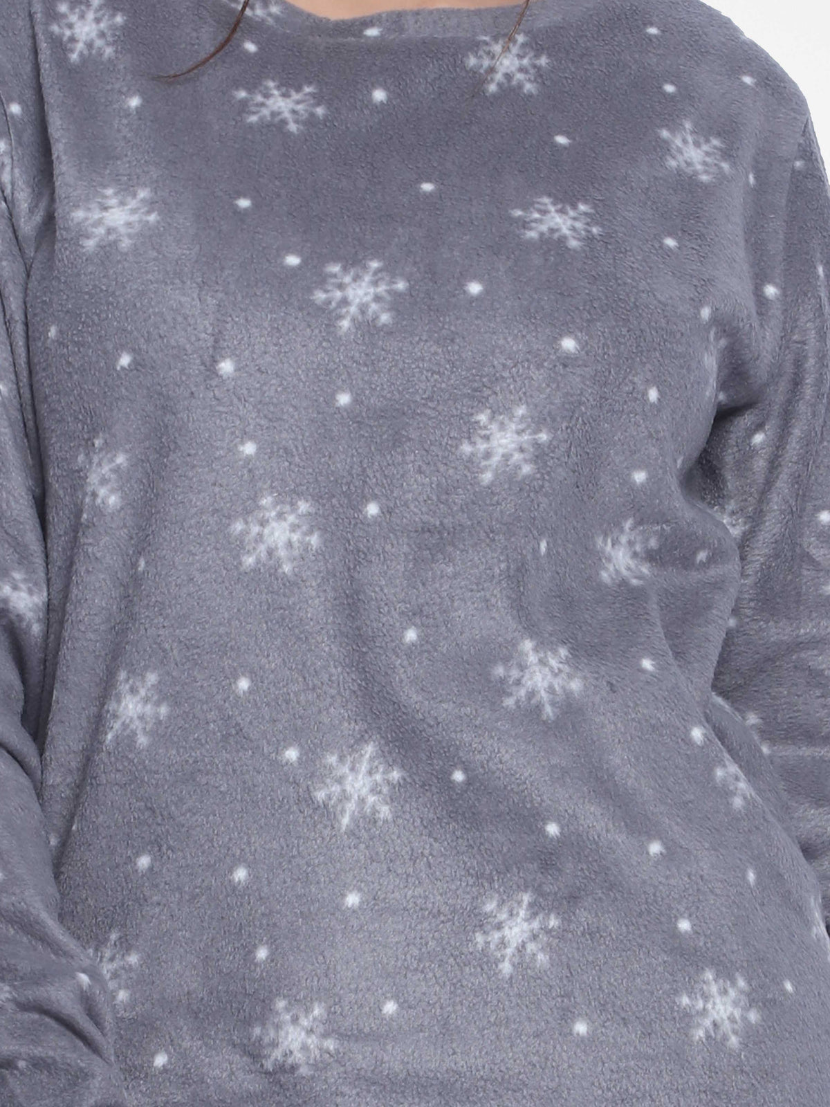 Women's Micro Polar Fleece Star Print Crew Neck Long Sleeve Pyjama Set