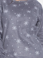 Women's Micro Polar Fleece Star Print Crew Neck Long Sleeve Pyjama Set