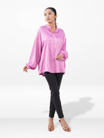 Women’s Satin Band Collar Top – Soft Shiny Blouse | Elegant Party & Everyday Wear