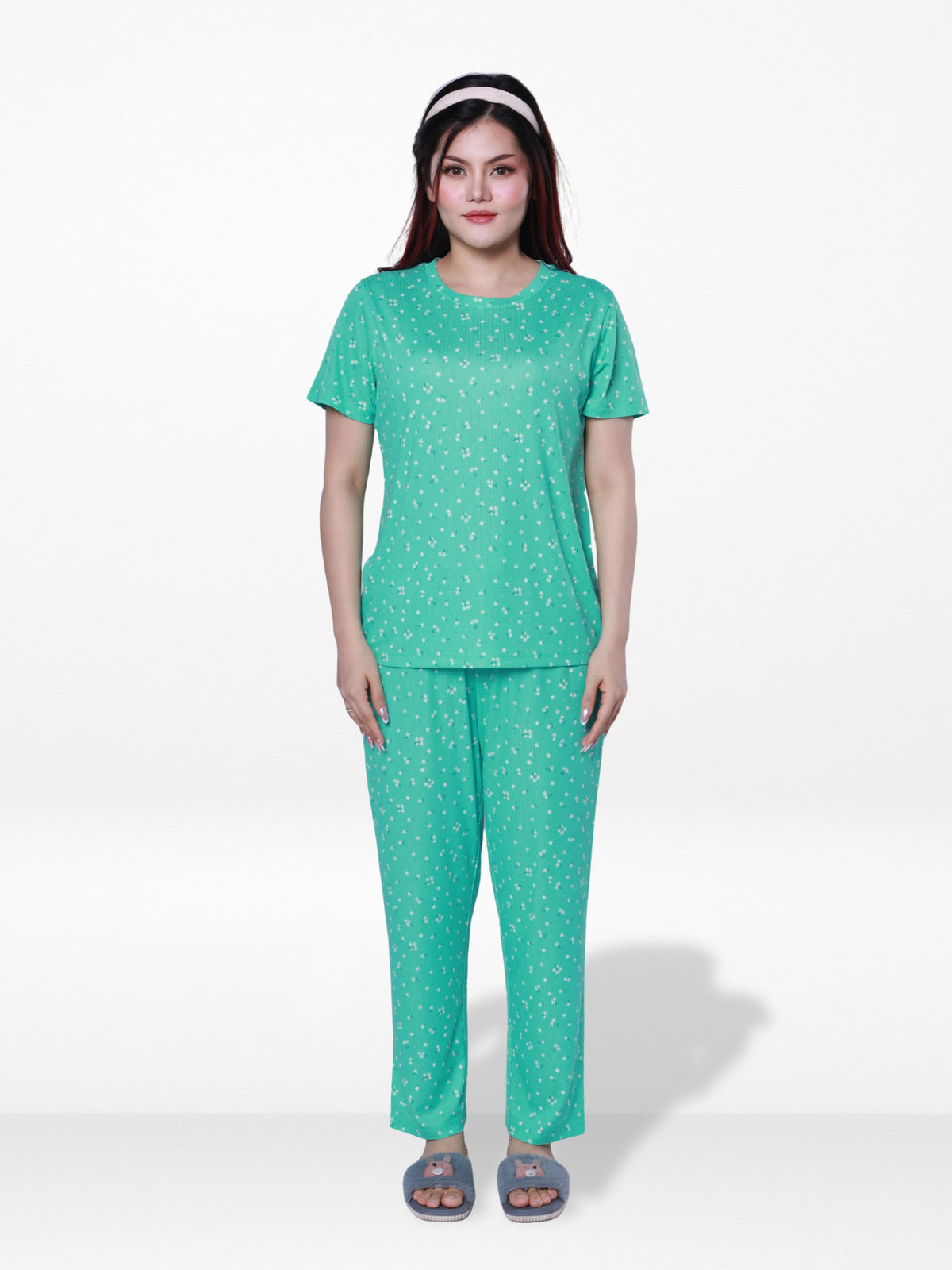 Women’s 2 PieceAll Over Printed Loungewear Set – Short Sleeve Top & Pants | Casual Lounge Outfit, Soft Pajama Set, Summer Sleepwear for Women